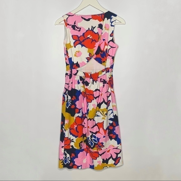 ANTHROPOLOGIE Whit Two Mod Dress Floral Print sleeveless Open Back shift Sz 0 - Picture 8 of 15